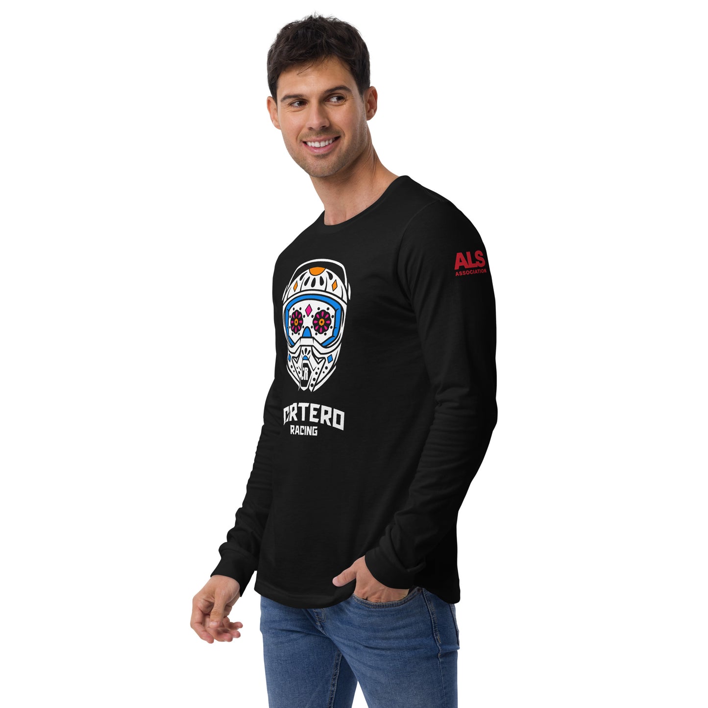 Unisex Helmet Skull Long Sleeve Tee