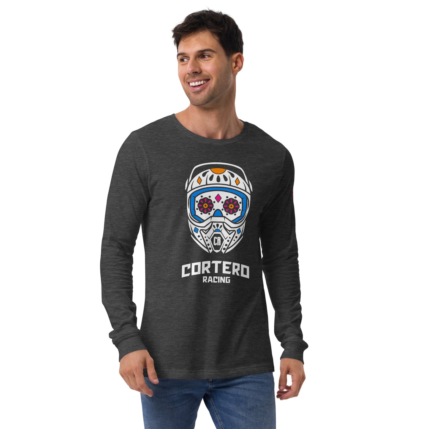 Unisex Helmet Skull Long Sleeve Tee