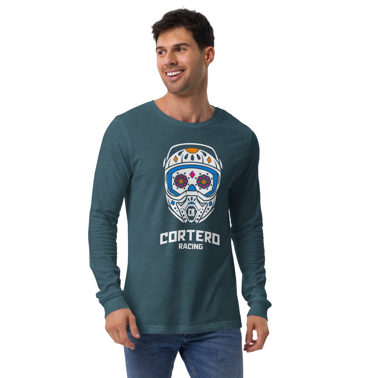 Unisex Helmet Skull Long Sleeve Tee