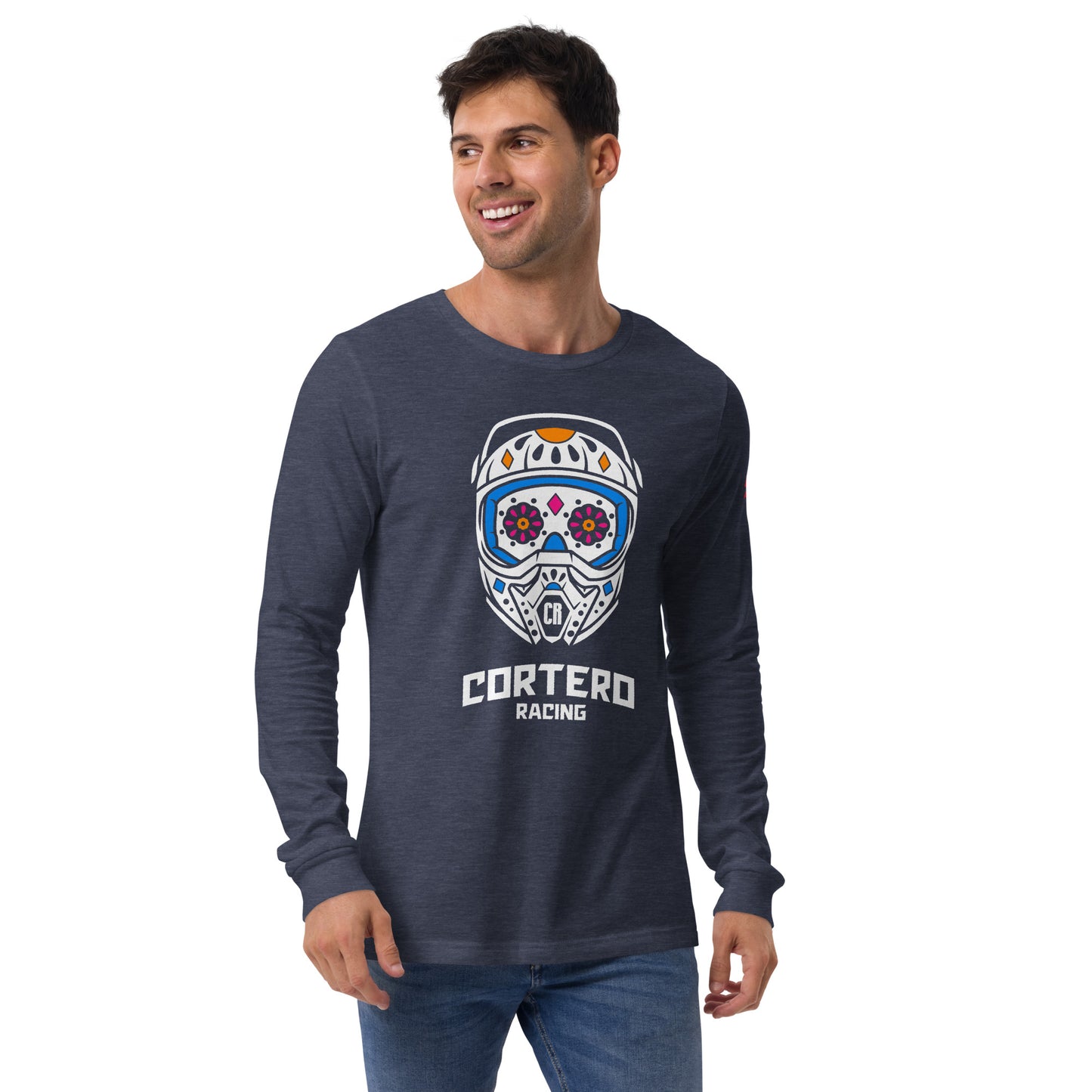 Unisex Helmet Skull Long Sleeve Tee