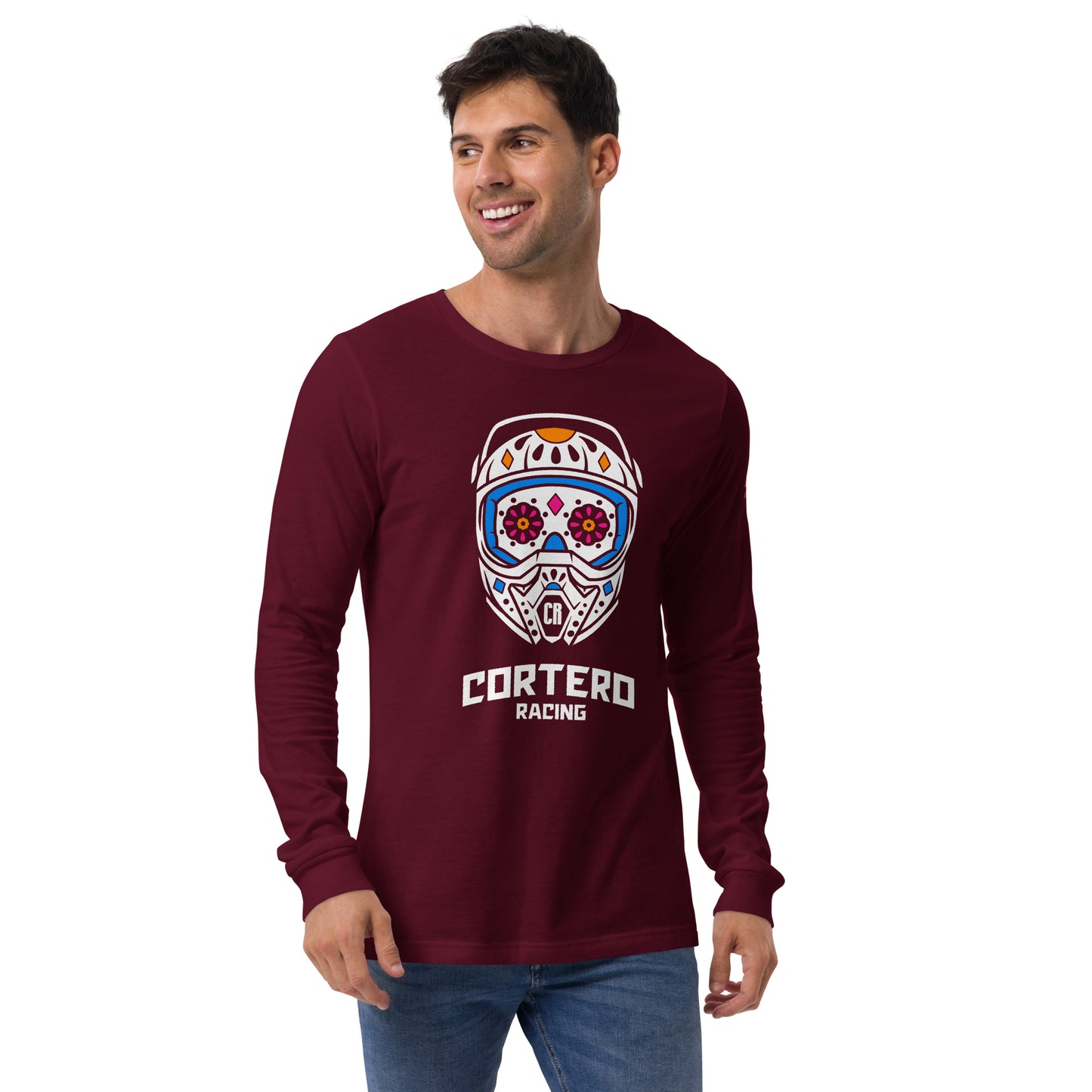 Unisex Helmet Skull Long Sleeve Tee
