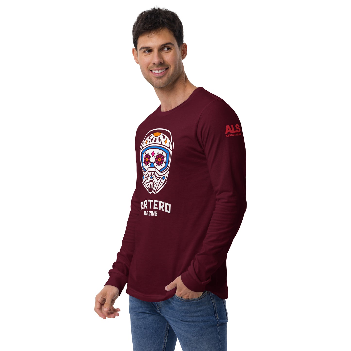 Unisex Helmet Skull Long Sleeve Tee