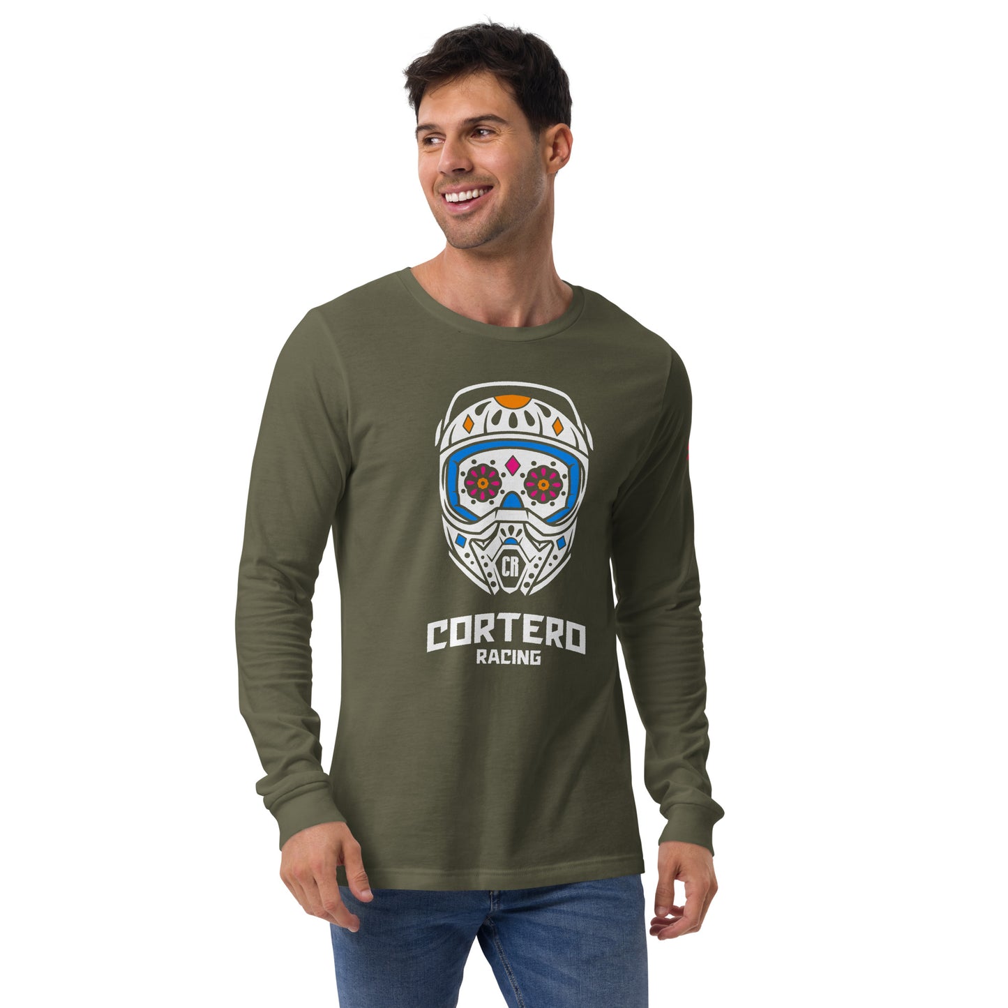 Unisex Helmet Skull Long Sleeve Tee