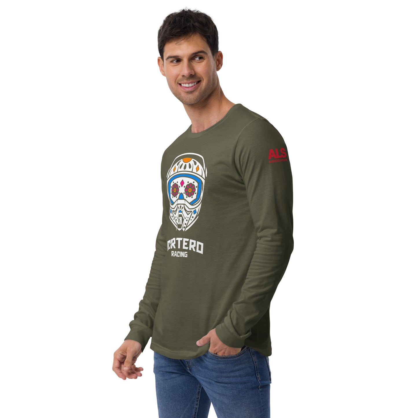 Unisex Helmet Skull Long Sleeve Tee