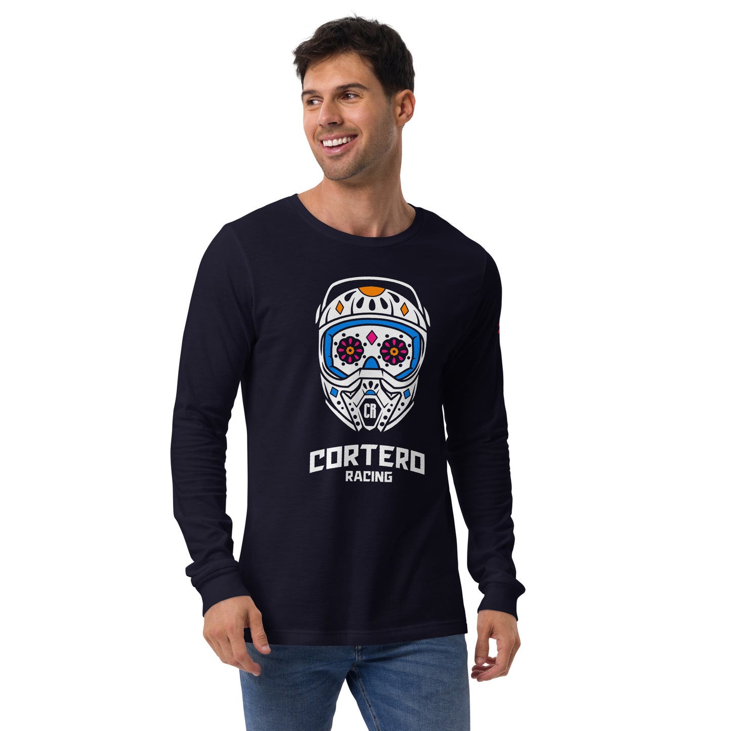 Unisex Helmet Skull Long Sleeve Tee