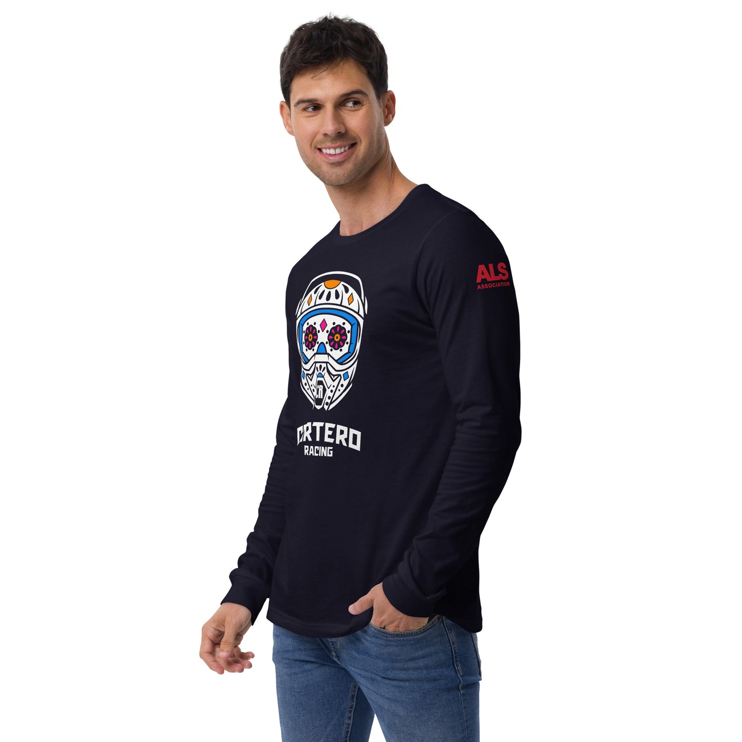 Unisex Helmet Skull Long Sleeve Tee