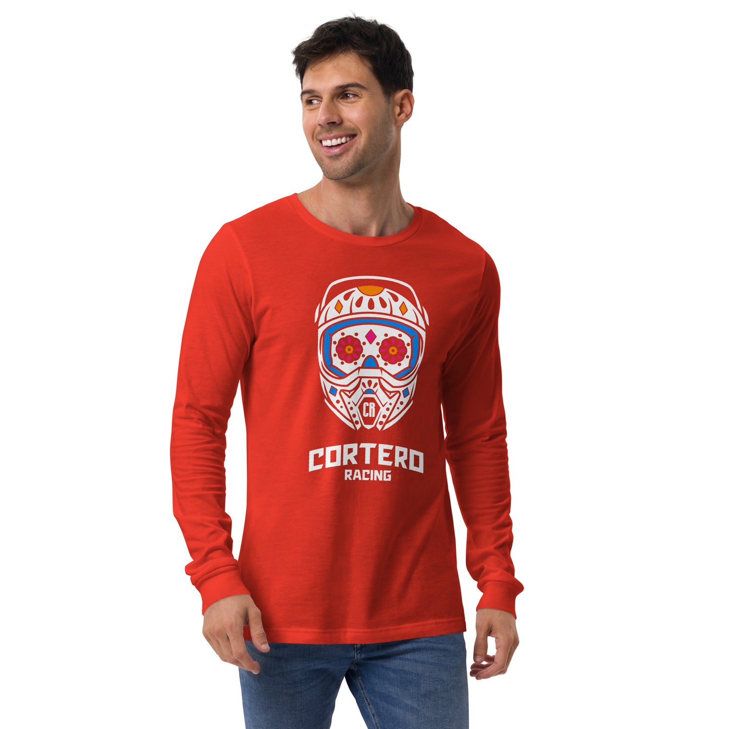 Unisex Helmet Skull Long Sleeve Tee